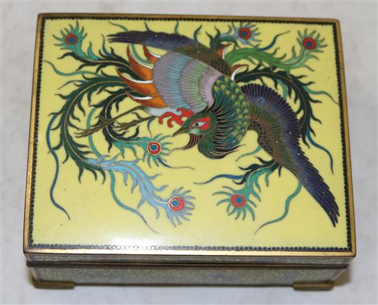 A Japanese yellow ground cloisonne enamel box and cover, early 20th century, 12.3cm